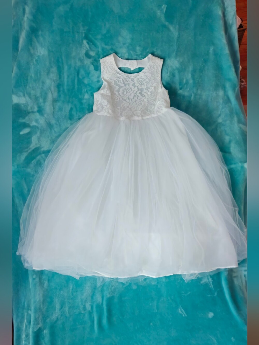 Unbranded Girl's White Lace & Tulle Flower Girl/Communion/Formal Dress - Size 6